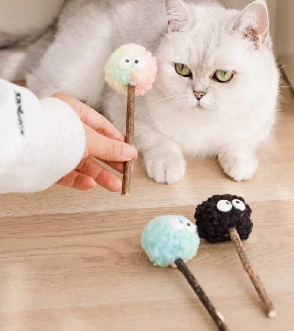 HoMings Pet Cat Toy Pastel Ice Cream-Shaped Plush Cat Toys with Adorable Beaded Eyes & Natural Silvervine Stick