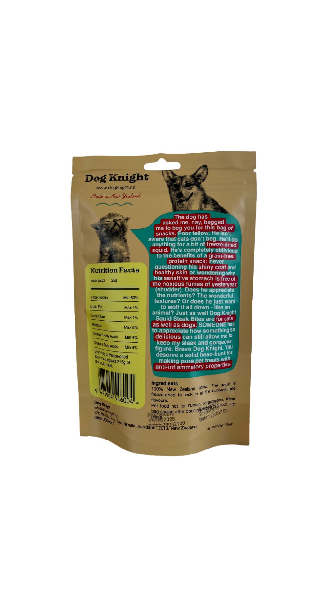 Dog Knight Freeze Dried Squid Steak Bites 50g