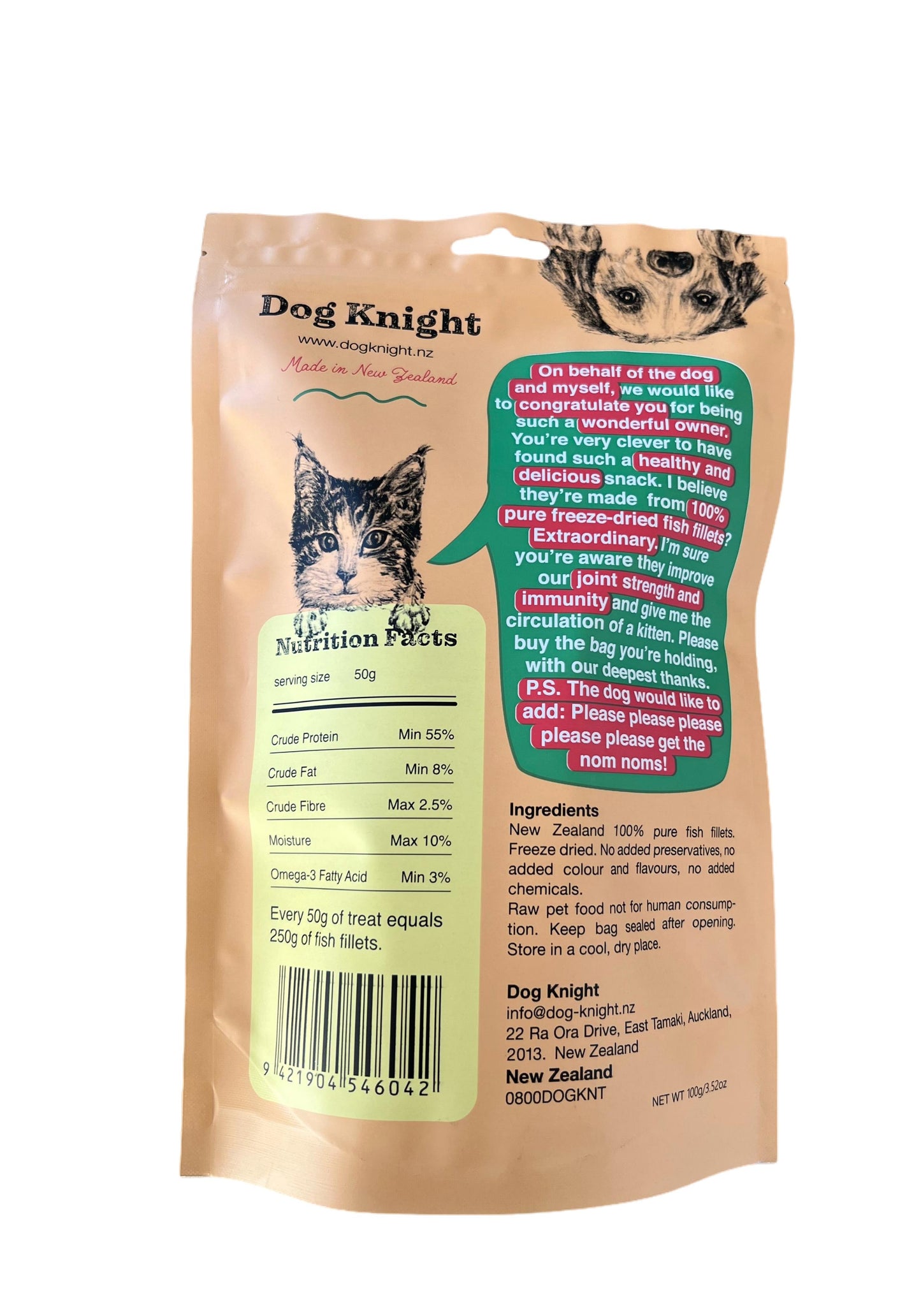 Dog Knight Freeze Dried Ling Fish Fillets 100g