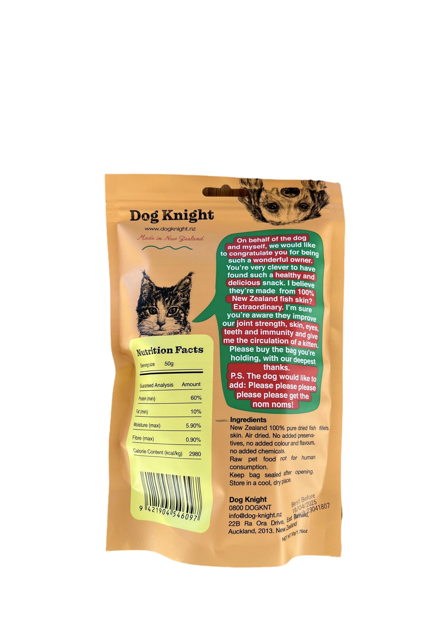 Dog Knight Air Dried NZ Deep-Water Fish Skin 50g