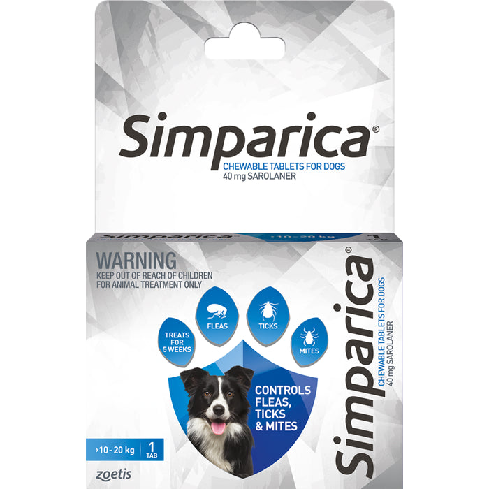 Simparica Flea Treatment For Dog 10.1-20kg (1 Pack)