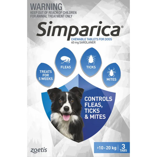 Simparica Flea Treatment For Dog 10.1-20kg (3 Packs)