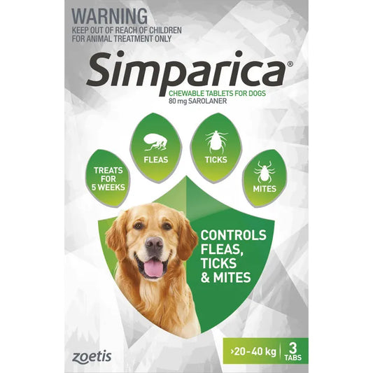 Simparica Flea Treatment For Dog 20.1-40kg (3 Packs)