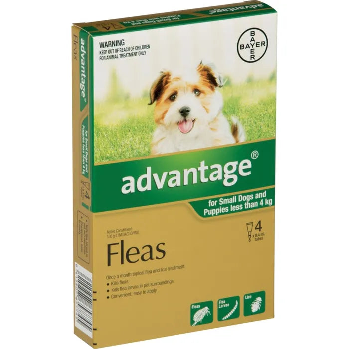 Advantage Flea Treatment For Dog 0-4kg (4 Packs)