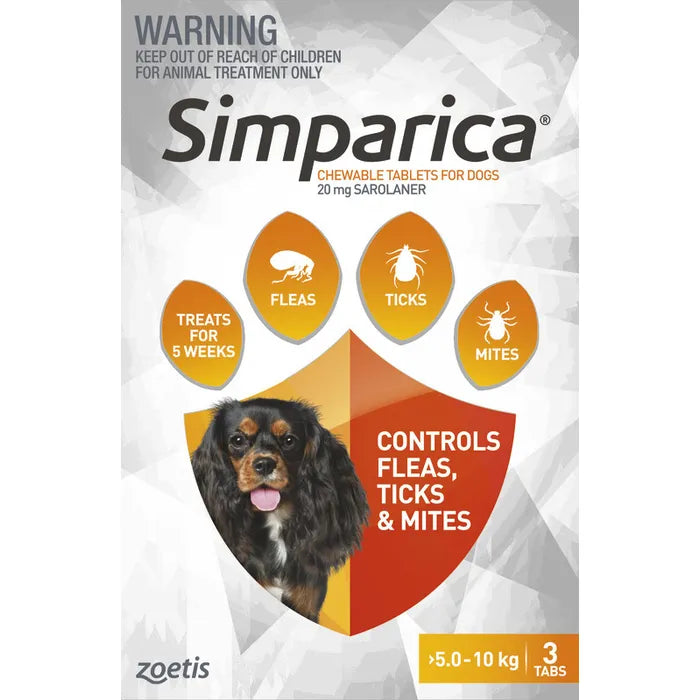 Simparica Flea Treatment For Dog 5.1-10kg (3 Packs)