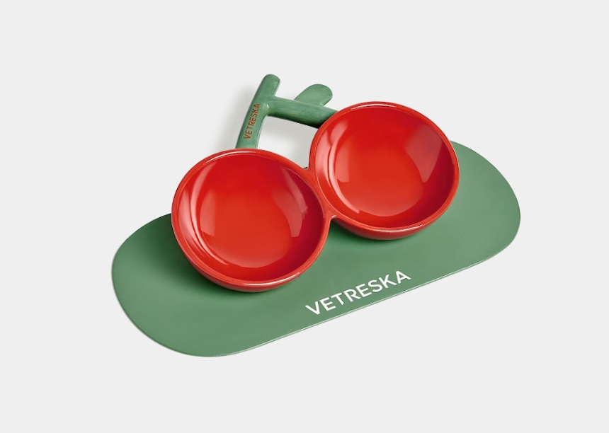 VETRESKA Like A Cherry Ceramic Bowl for Cat