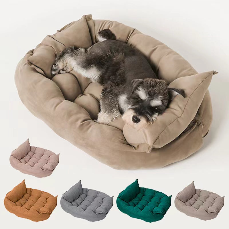 iBeans Suede Fabric Pet bedding - Khaki XLarge