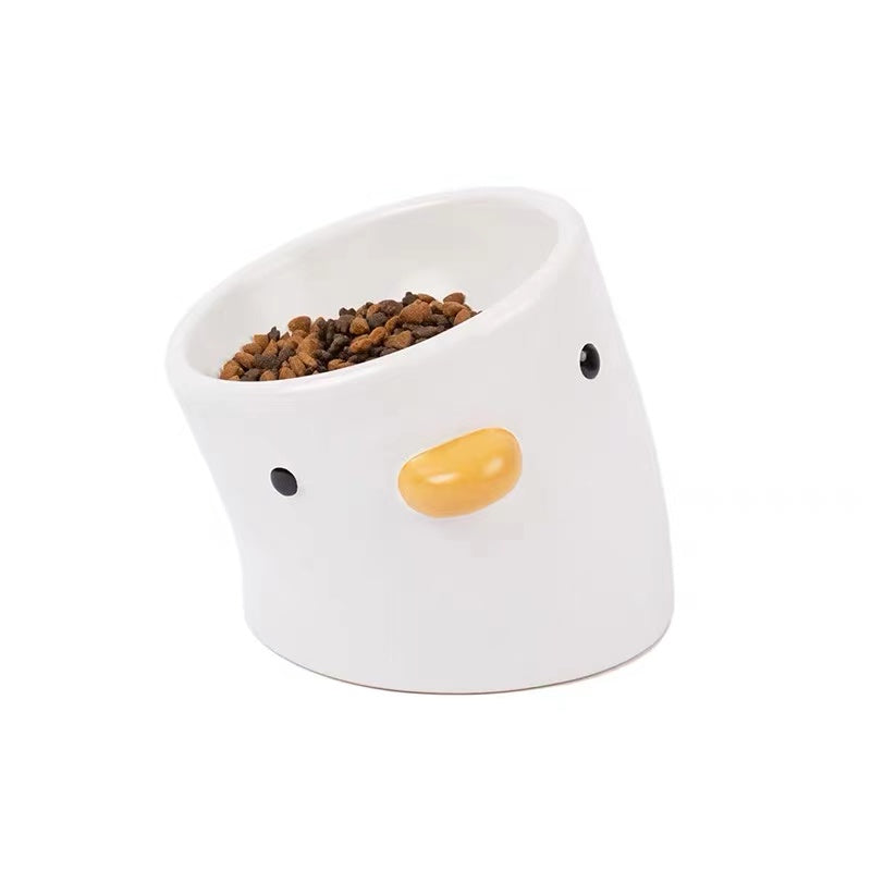 PURROOM Little chick Ceramic Raised Feeding Bowl for Pet