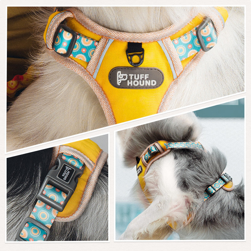 Tuff Hound Dog Harness with Lead Yellow Medium