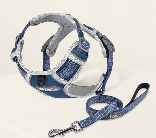 Tuff Hound Dog Harness with Lead Navy Medium