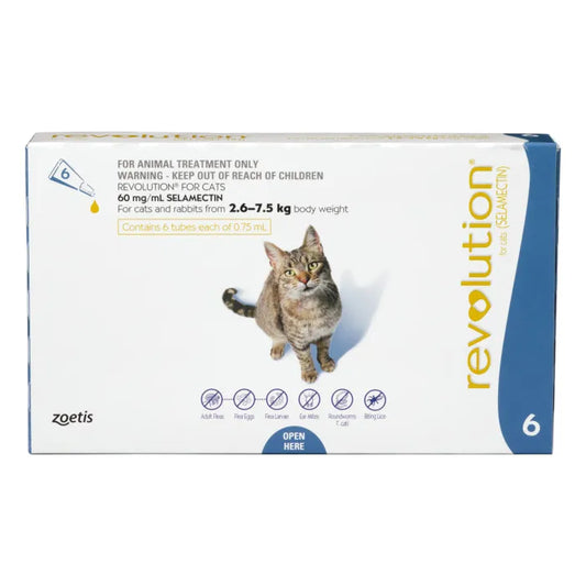 Revolution Flea Treatment For Cats 2.6-7.5kg (6 packs)