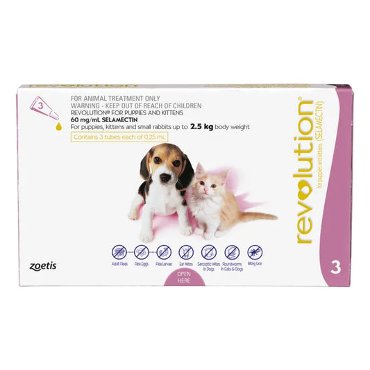 Revolution Flea Treatment For Puppies & Kittens Under 2.5kg (3 packs)