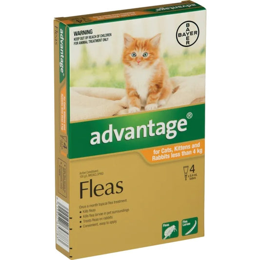 Advantage Flea Treatment For Cat 0-4kg (4 Packs)