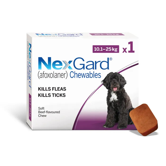 Nexgard Chewable Tablet Flea & Tick Treatment 10.1-25kg (1 pack)