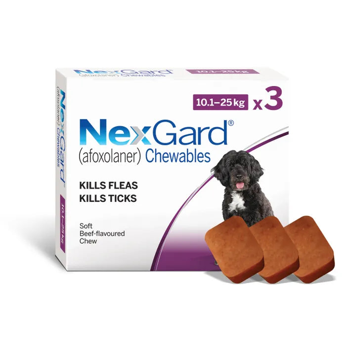 Nexgard Chewable Tablet Flea & Tick Treatment 10.1-25kg (3 packs)