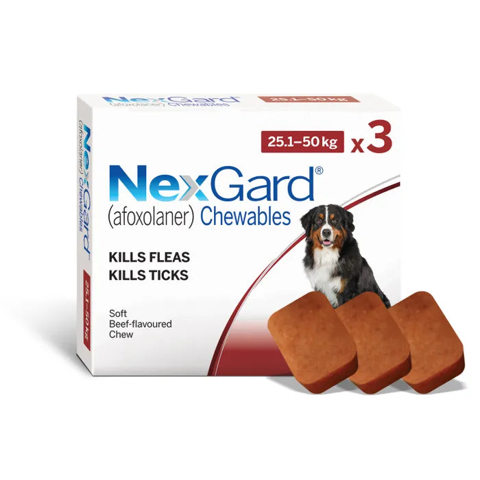 Nexgard Chewable Tablet Flea & Tick Treatment 25.1-50kg (3 packs)