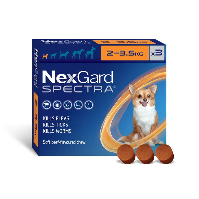 Nexgard Spectra Flea Tick & Worm Chewable Treatment 2-3.5kg (3 packs)